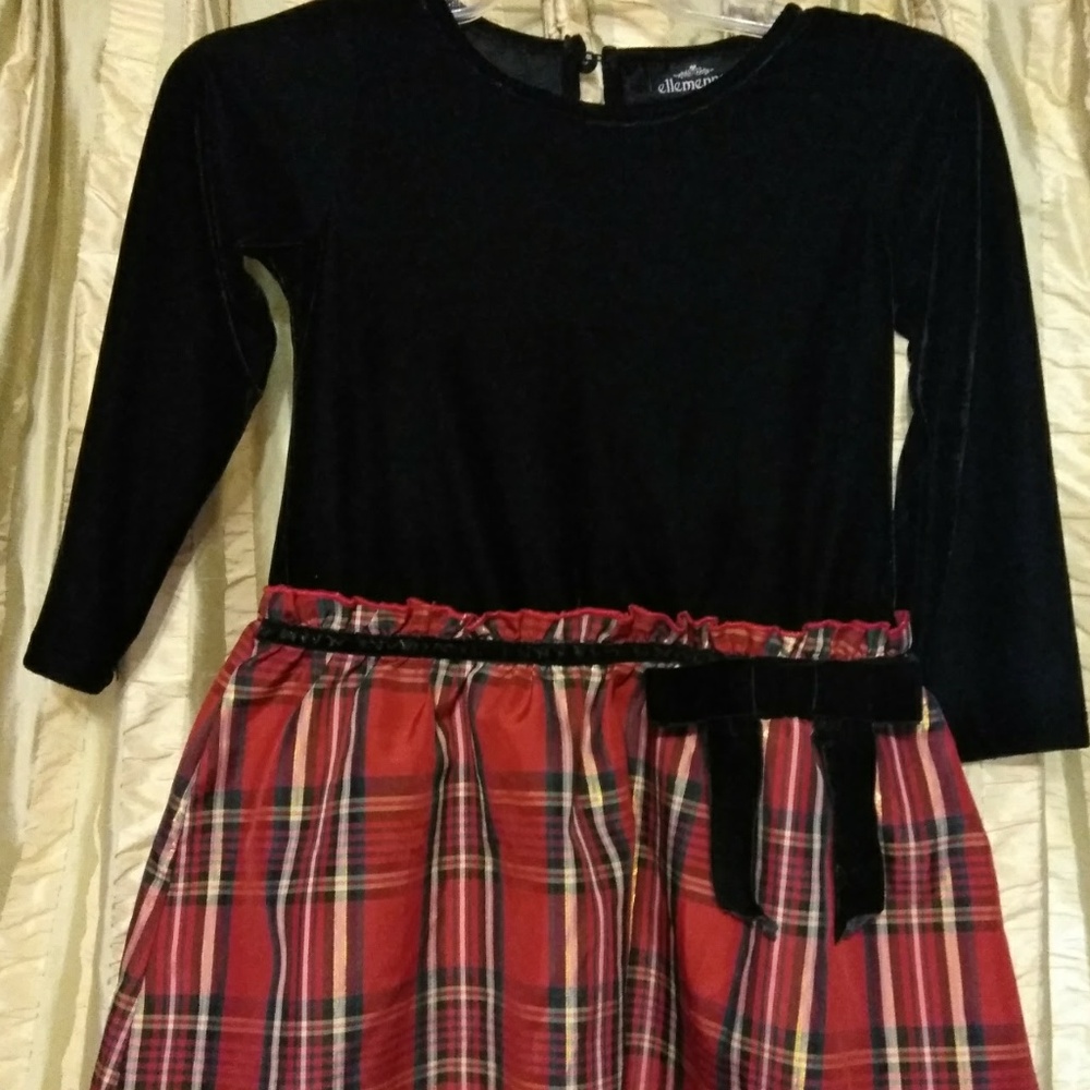 Ellemenno Velvet and Plaid Dress